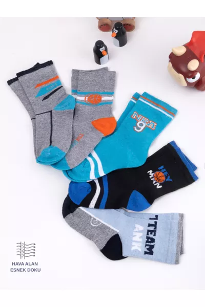 5 Paires de Chaussettes Bébé et Enfant à Motif de Basket Ball Série Spéciale Basket