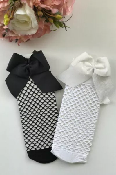 Meisjesbaby Zwarte Overknee Netkousen 2 stuks