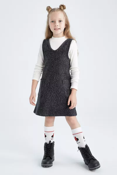 Girl's V-Neck Sleeveless Cotton Dress sp