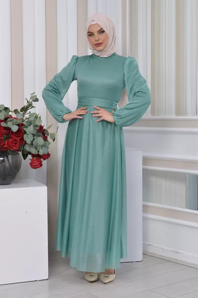 Glitter тюл хиджаб вечерни рокли