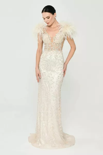 Schulter Otrish Stone Fisch Abendkleid