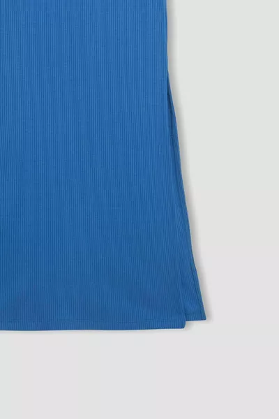 Yüksek Bel Penye Astar Fitilli Kaşkorse Midi Etek SM