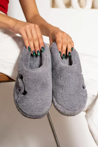 Плюшени панда детайлни дамски зимни чехли