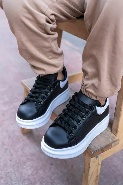 Kinderen Zwart Wit Dikke Zool Casual Sneakers