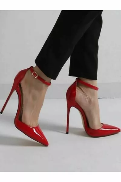 جيريمي نموذج أحمر براءات الاختراع والجلود الكاحل حزام الكعب