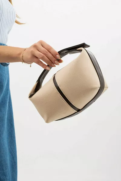 حقيبة قماش أركي نسائية باللون البيج والبني