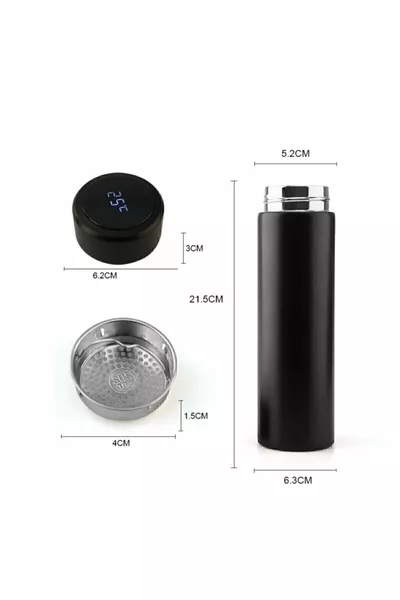 Schwarz Digitale Temperaturanzeige Thermoskanne ml