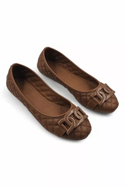 لونا تان فو الجلود النسائية الباليه الشقق