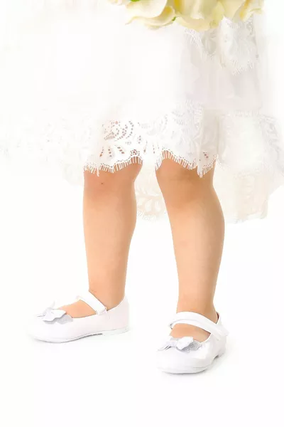 Stone Velcro Ballerinas mit Schleife für Mädchen Ege  Lackleder