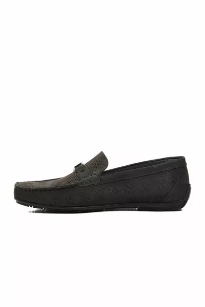  Mocassins en cuir véritable nubuck noir pour hommes