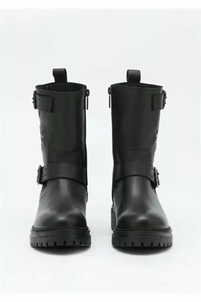 Stivali da donna in pelle nera Bootie SUOLA MEDICA IN VERA PELLE MODELLO PIÙ PREFERITO