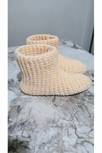 Lavorato a mano velluto corda crema colore casa stivali Panduf