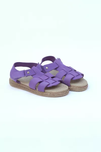 Muen Genuine Leather Anatomical Sole Purple Color Kids Sandals