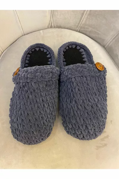 Pantofole da casa in velluto lavorato a maglia