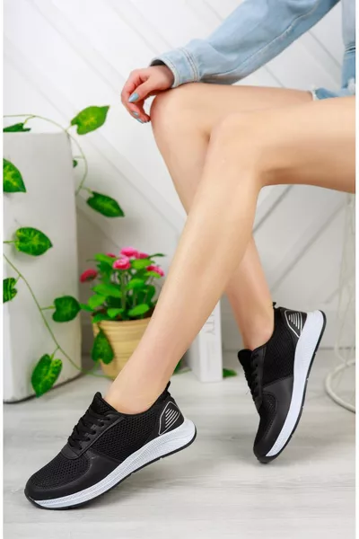 Nero - Scarpe casual da donna con sneaker in rete