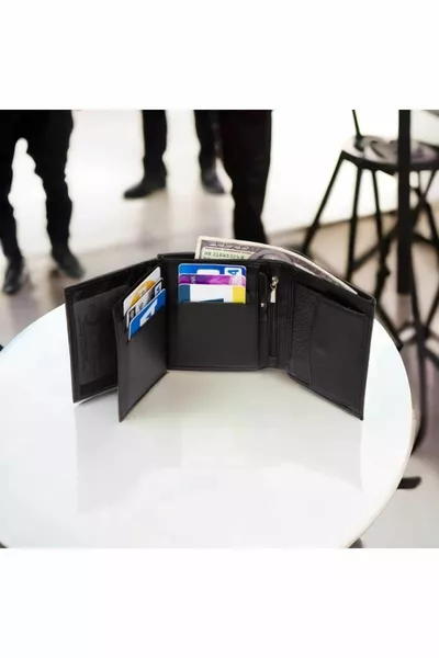 Portefeuille en cuir à  compartiments pour cartes pour hommes