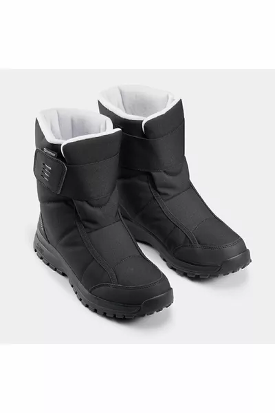 Women's Velcro Outdoor Snow Boots - Waterproof - Black - 