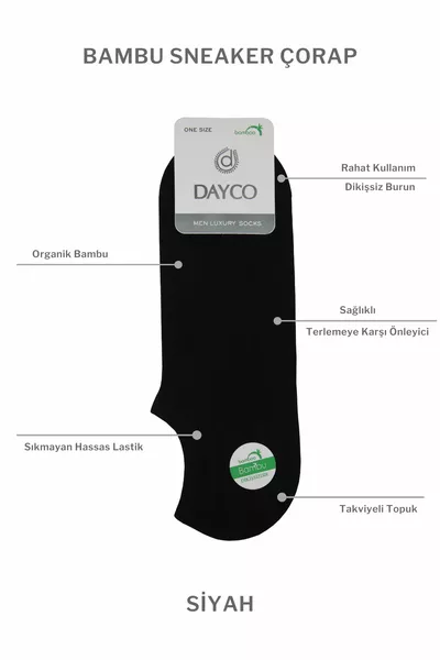 Bamboo Herren Sneakers Invisible Sport Schwarze Socken