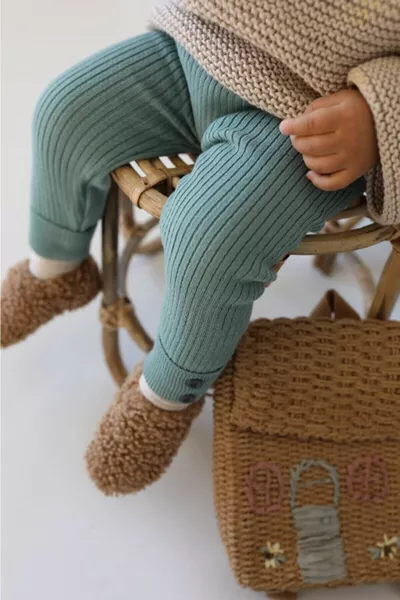 Collants en maille pour bébé côtelée à boutons