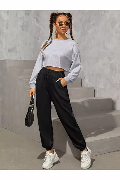 Elastische Damen-Jogginghose mit hoher Taille