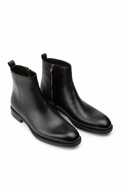 جلد طبيعي أسود أحذية تشيلسي للرجال