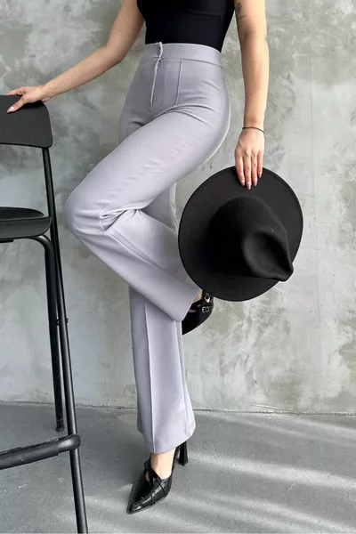 Dames High Waist Pickup Spaanse Leg Palazzo Grey Broek