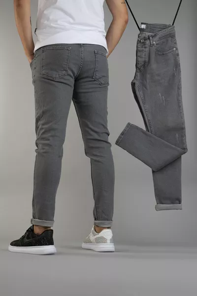 Jeans Slim Fit Slim Fit Uomo Grigio