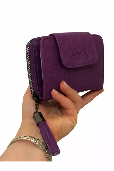 Paarse portemonnee en handtas voor dames