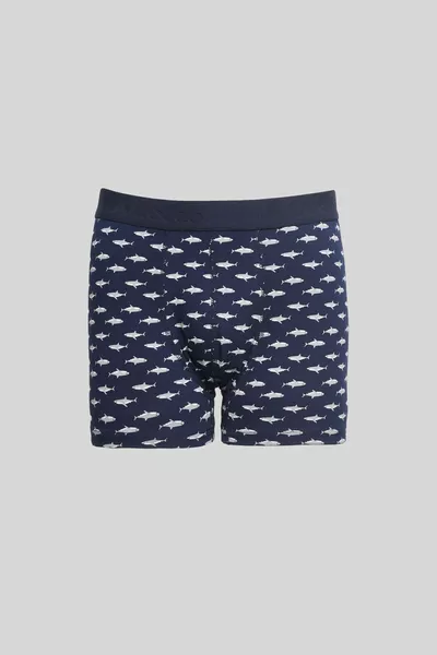 Boxer 3 pièces en coton bleu marine et gris marine pour homme