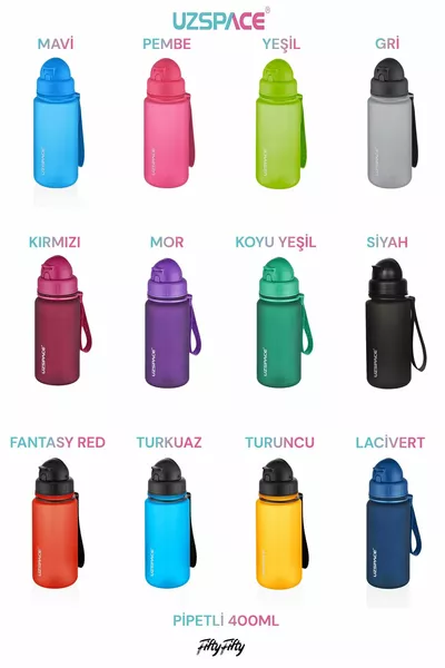  ml New Collection Gourde à Eau Tritan Plastique 0, L avec Paille Bleu Marine