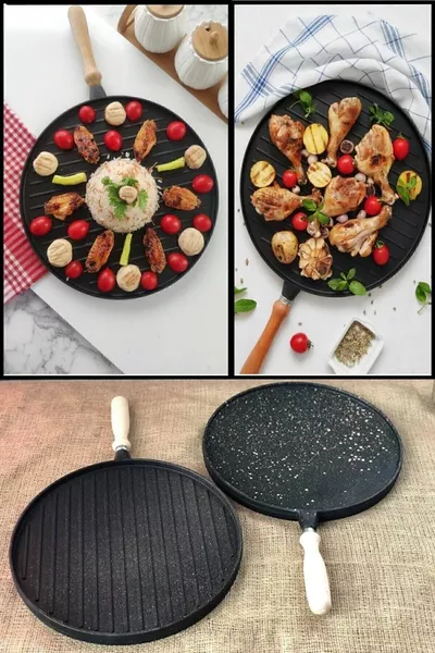 Real Heavy Duty Cast Granite Double Side Pancake Grill And Meat Pan