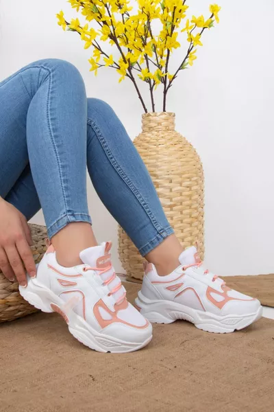 نسائي مسحوق أبيض حذاء رياضي عارضة 