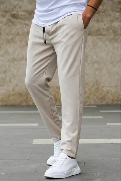 Men's Beige Jogger Pants 
