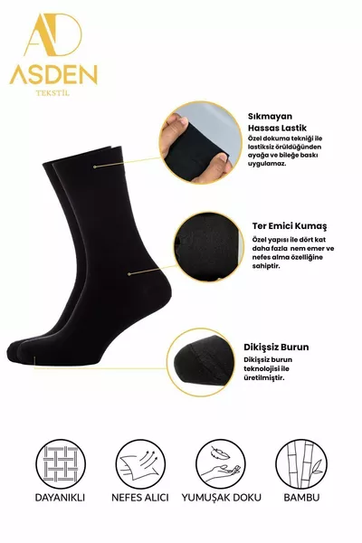 Bamboo Herren Black Socket Socken er Pack, Nase nahtlos, waschbar