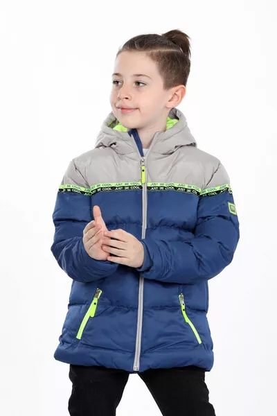 Manteau bleu hydrofuge en molleton épais pour garçon