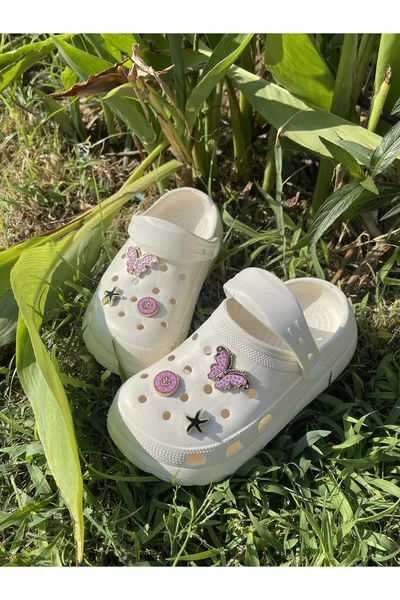 صنادل حجر الفراشة للفتيات نعال CROS (نمط صغير الحجم 1 يفضل كبير)