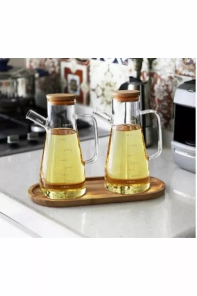 Borosilicate 2 Li Porte-huile en bambou  ml