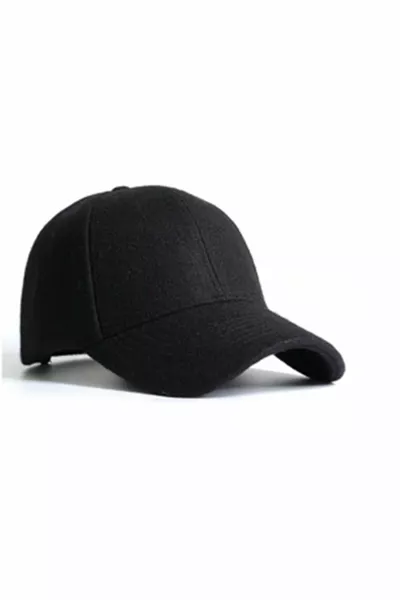 Unisex Black Cachet Fabric Winter Cap Hat