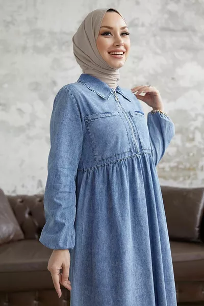Daniel Double Pocket Denim Dress - Light Blue