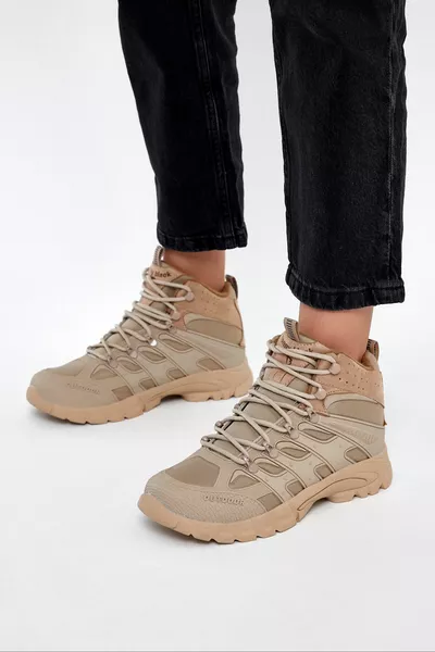 Unisex Beige Casual Fit Water Repellent Lace-Up Unisex Boots