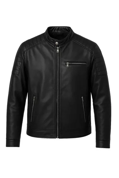 جاكيت رجالي جلد أسود ضيق