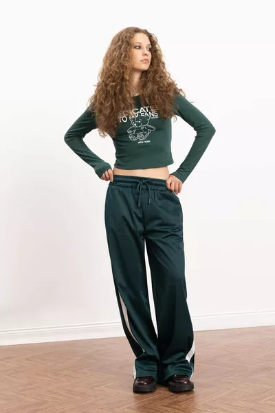 Pantalon de survêtement Cool Wide Leg Taille élastique avec poches et cordon WN