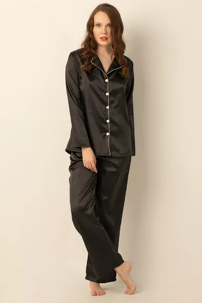 Long Sleeve Satin Pajama Set