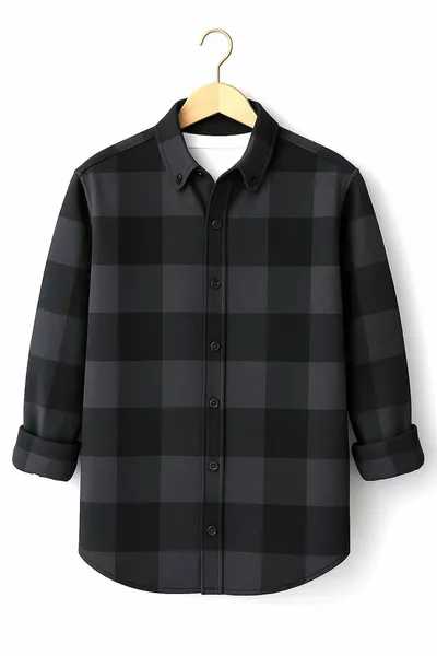 Erkek Siyah Gri Kareli Oduncu Gömlek – Rahat Kalıp Yeni Sezon Kışlık Moda Trend