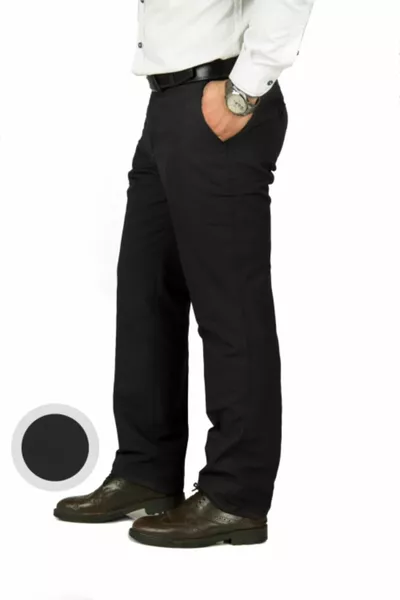 Pantalon en lin noir pour homme avec ceinture, pantalon classique noir pour homme