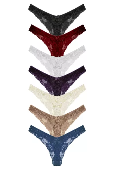 7er Spitzen-Hochtaillen-Brazil-Schnitt Damen-Tanga