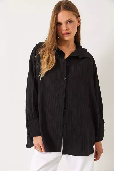 Chemise basique oversize à épaules tombantes pour femme  