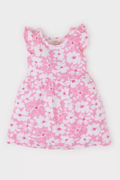 فستان صيفي قصير الأكمام للبنات بنقشة الزهور sm