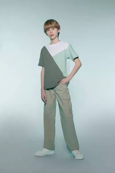 تيشيرت أطفال للجنس الذكوري بياقة دائرية قصيرة الأكمام من قماش بايك SM