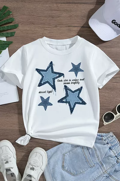 Premium Star Printed Trendy Girls' T-Shirt 